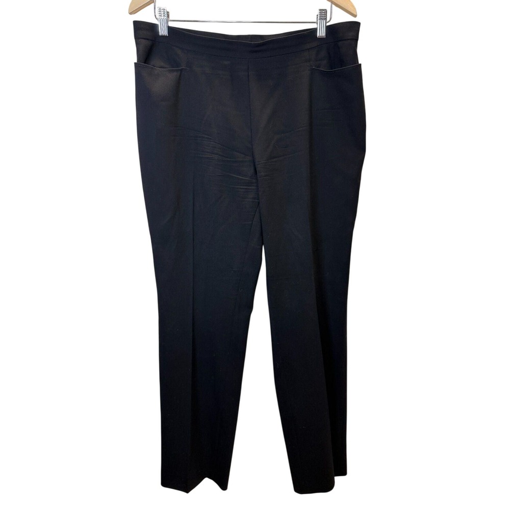 Akris Punto Trousers Womens 12 Black Wool Side Zip Straight Leg Career